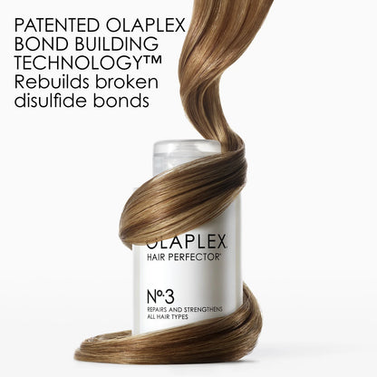 OLAPLEX No.3 Hair Perfector patented bond building technology builds broken bonds.